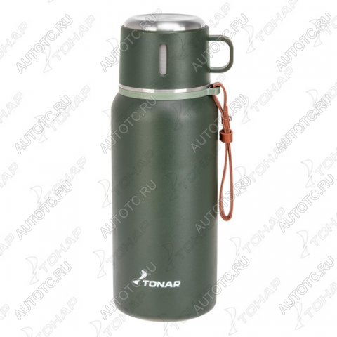 1 319 р. Термос ТОНАР 700ML хаки (пробка-ситечко, крышка-кружка, ремешок)  t-kd-7030-0.7  с доставкой в г. Кемерово