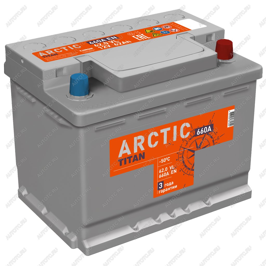 9 399 р. Аккумулятор ТИТАН Arctic 62Ач обратная полярность ТИТАН 6ст62(0)  с доставкой в г. Кемерово
