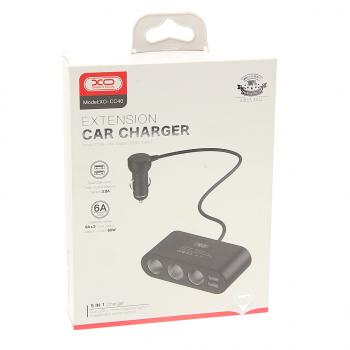 799 р. Разветвитель прикуривателя 3-х гнездовой 12V 2USB черный XO XO cc40 black  с доставкой в г. Кемерово. Увеличить фотографию 2