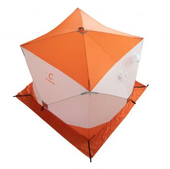 10 649 р. Палатка зимняя куб СЛЕДОПЫТ 2,1 х2,1 м, Oxford 210D PU 1000, оранжевыйбелый  pf-tw-06  с доставкой в г. Кемерово. Увеличить фотографию 3