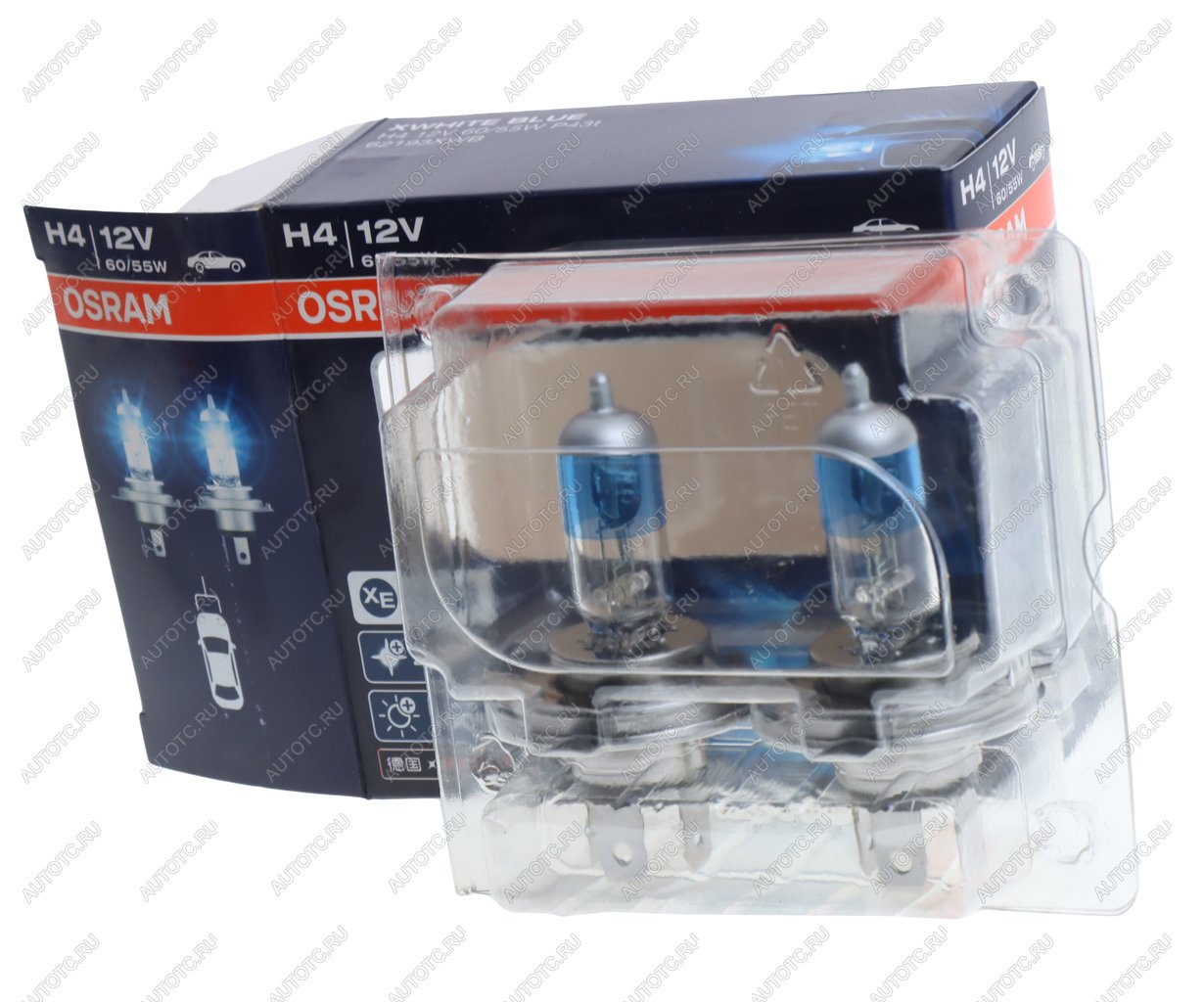 829 р. Лампа 12V H4 6055W P43t-38 +30% 4000К (2шт.) XWhite Blue OSRAM OSRAM 62193xwb-hcb  с доставкой в г. Кемерово