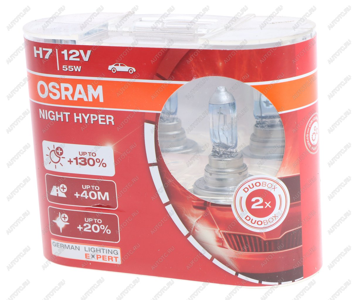 2 269 р. Лампа 12V H7 55W PX26d +130% евробокс (2шт.) Night Hyper OSRAM OSRAM 64210nh-hcb  с доставкой в г. Кемерово
