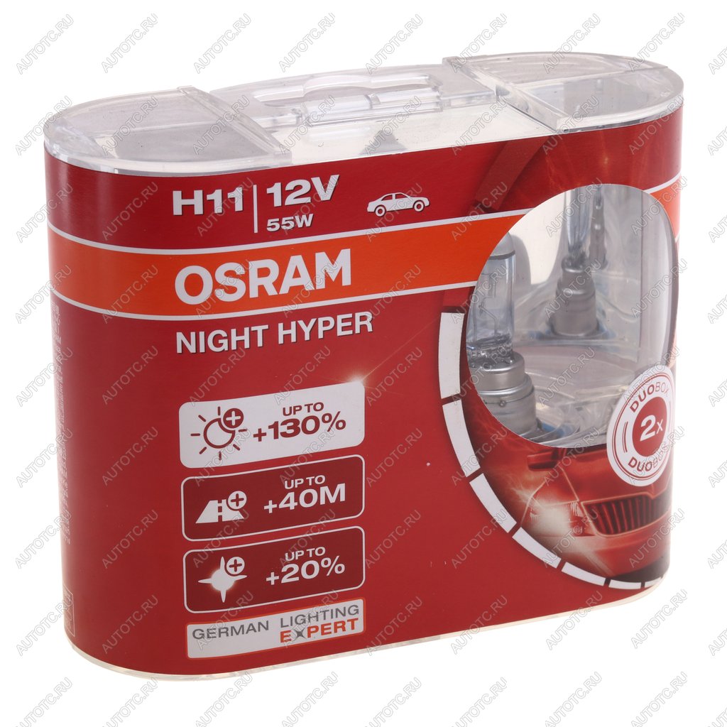 2 499 р. Лампа 12V H11 55W PGJ19-2 +130% евробокс (2шт.) Night Hyper OSRAM OSRAM 64211nh-hcb  с доставкой в г. Кемерово