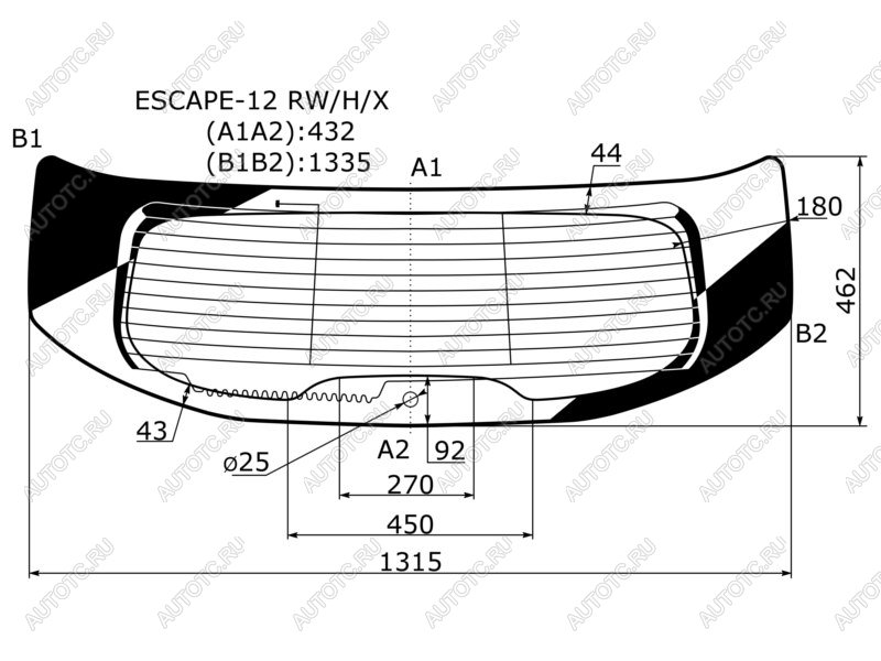 10 399 р. Стекло заднее (Цвет зеленый Обогрев Антенна) Ford Kuga 13-19  Escape 12-19 XYG ESCAPE-12 RW/H/X  с доставкой в г. Кемерово