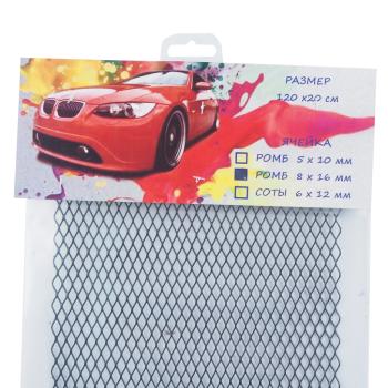 599 р. Решетка радиатора сетка (черная) 120х20см (ромб 8х16мм) GRILLE TUNING GRILLE TUNING 120х20 (ромб 8х16) black  с доставкой в г. Кемерово. Увеличить фотографию 2