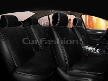 5 549 р. Накидка на сиденье мех искусственный черная 5шт. Alpaca Plus CARFASHION CARFASHION 22168  с доставкой в г. Кемерово. Увеличить фотографию 1