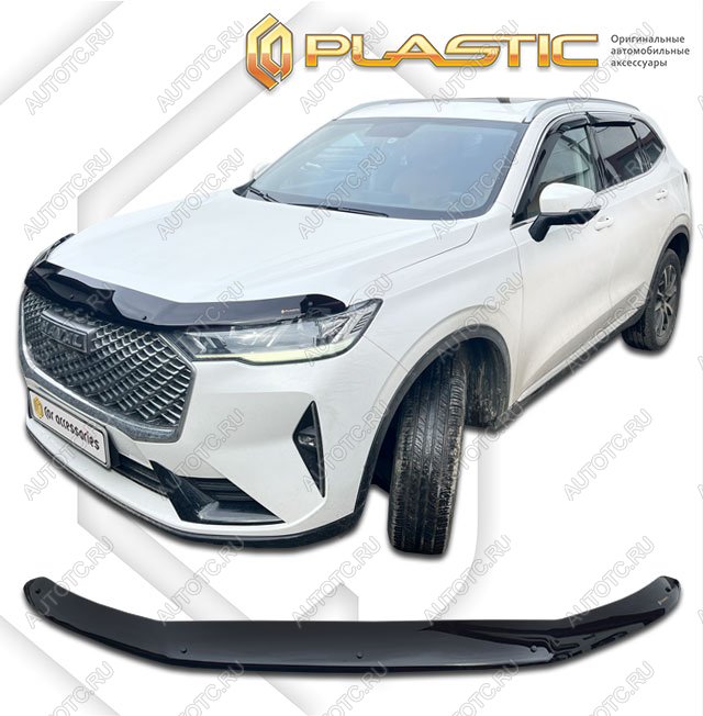 2 559 р. Дефлектор капота CA-Plastic Haval H6 Coupe рестайлинг (2020-2022) (Classic черный, Без надписи)  с доставкой в г. Кемерово