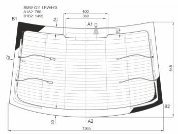 Стекло заднее (Цвет зеленый Триплекс Обогрев Антенна) BMW 7-Series 15-23 XYG BMW-G11 LRW/H/X