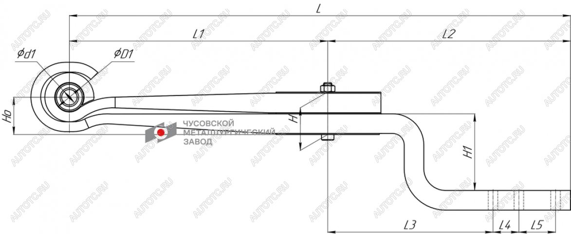 28 999 р. Рессора ТОНАР-9523 задняя (2 листа) полурессоры (рычаг) с шарниром изогнутая L=1044мм ЧМЗ ЧМЗ 1003802th-z  с доставкой в г. Кемерово