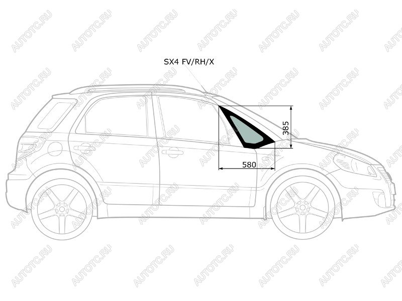 1 159 р. Стекло форточки (Спереди Справа Цвет зеленый) Suzuki SX4 06-16  Fiat Sedici 06-11 XYG SX4 FV/RH/X  с доставкой в г. Кемерово