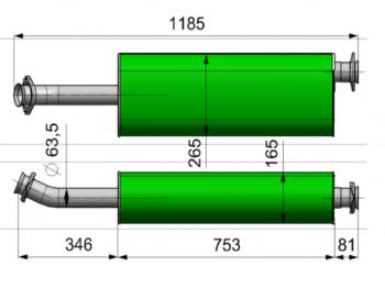 5 699 р. Глушитель ГАЗ-2217,27527 дв.CUMMINS ЕВРО-3 ТЕХКОМ ТЕХКОМ 27527-1201008  с доставкой в г. Кемерово. Увеличить фотографию 1