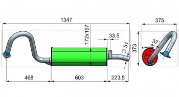 5 649 р. Глушитель ГАЗ-31105 дв.ЗМЗ,Крайслер ЕВРО-3 ТЕХКОМ ТЕХКОМ 31105-1201005  с доставкой в г. Кемерово. Увеличить фотографию 2
