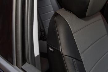 6 999 р. Чехлы на сиденье Экокожа (с 2021г. 40/60 с подлокот. экокожа) Seintex  Hyundai Creta  SU (2020-2022) (черный/серый)  с доставкой в г. Кемерово. Увеличить фотографию 4