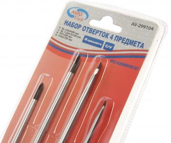 263 р. Набор отверток SL4-6.5х100м,PH1-2х100мм 4 предмета в блистере AV STEEL AV STEEL av-299104  с доставкой в г. Кемерово. Увеличить фотографию 3