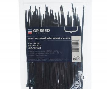41 р. Хомут-стяжка 100х2.5 пластик черный (100шт.) GRISARD ELECTRIC GRISARD ELECTRIC gre-010-0002  с доставкой в г. Кемерово. Увеличить фотографию 2