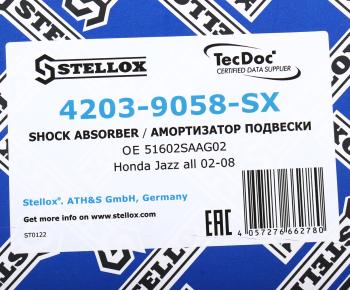 3 099 р. Амортизатор HONDA Jazz (02-08) передний левый газовый STELLOX STELLOX 4203-9058-sx  с доставкой в г. Кемерово. Увеличить фотографию 4