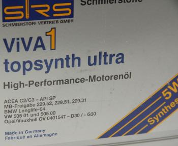 5 799 р. Масло моторное VIVA 1 topsynth Ultra 5W30 синт.4л SRS SRS 38876  с доставкой в г. Кемерово. Увеличить фотографию 2