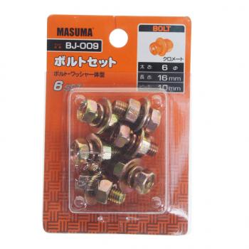 229 р. Болт М6.0x1.0х16.0 с гайкой, шайбой и гровером набор 6шт. MASUMA MASUMA bj-009  с доставкой в г. Кемерово. Увеличить фотографию 2
