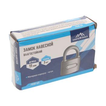 399 р. Замок навесной 63мм всепогодный VERTEXTOOLS VERTEXTOOLS 7032-63  с доставкой в г. Кемерово. Увеличить фотографию 2