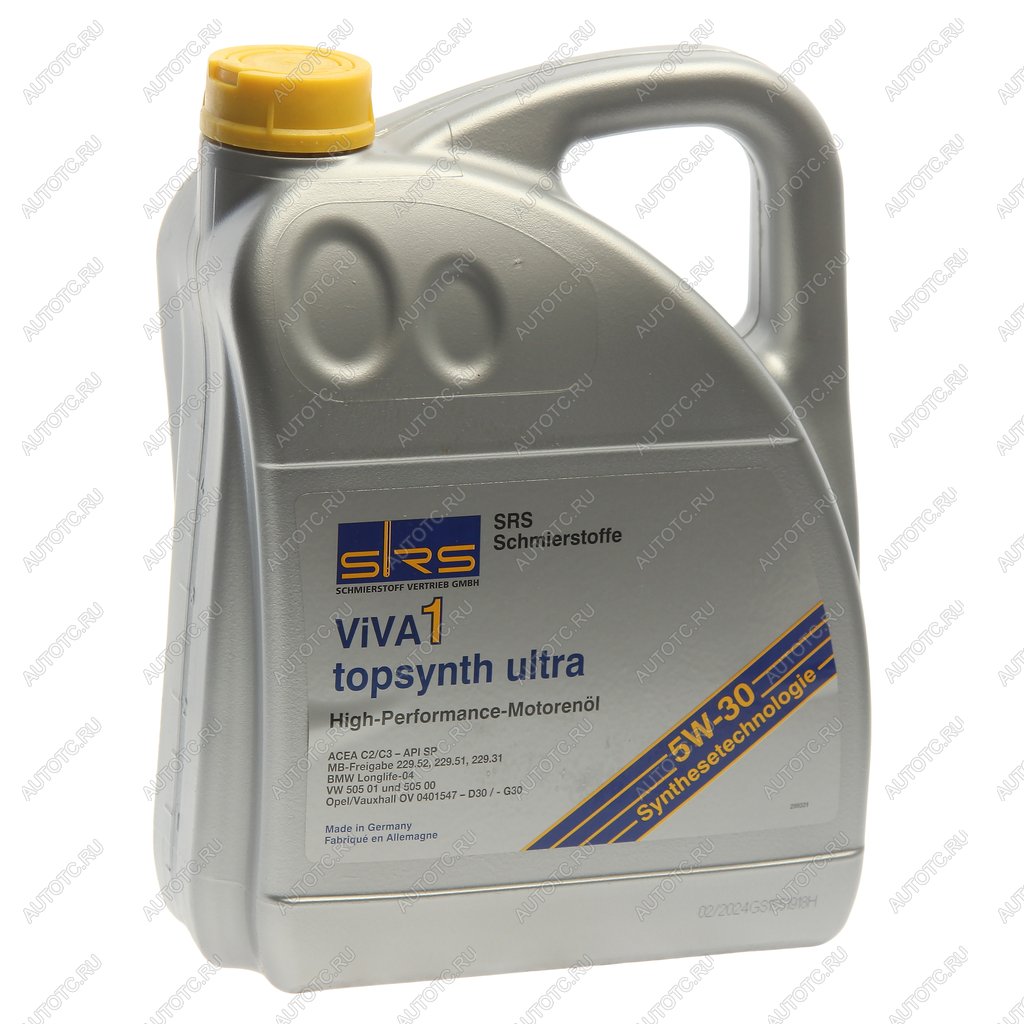7 199 р. Масло моторное VIVA 1 topsynth Ultra 5W30 синт.5л SRS SRS 39517  с доставкой в г. Кемерово