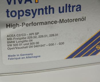 7 199 р. Масло моторное VIVA 1 topsynth Ultra 5W30 синт.5л SRS SRS 39517  с доставкой в г. Кемерово. Увеличить фотографию 2