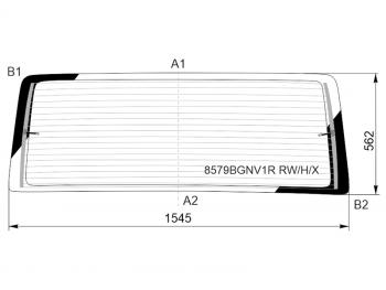 Стекло заднее (Цвет зеленый Обогрев) Volkswagen Transporter 15-  California 15-22  Caravelle 15- XYG 8579BGNV1R RW/H/X