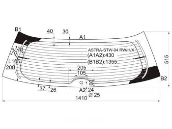 Стекло заднее (Цвет зеленый Обогрев) Opel Astra 04-13  Astra Family 11-14 XYG ASTRA-STW-04 RW/H/X