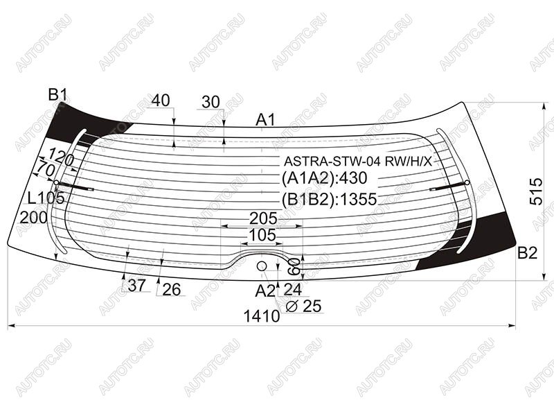 9 749 р. Стекло заднее (Цвет зеленый Обогрев) Opel Astra 04-13  Astra Family 11-14 XYG ASTRA-STW-04 RW/H/X  с доставкой в г. Кемерово