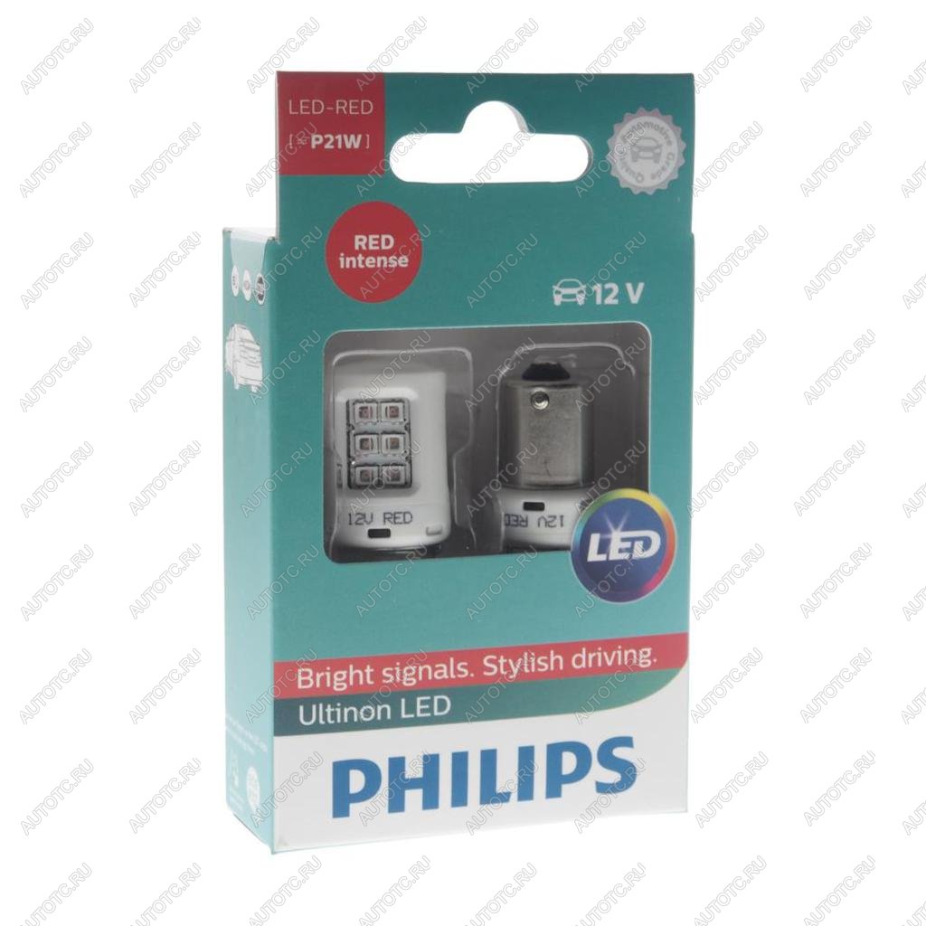1 279 р. Лампа светодиодная 12V P21W BA15s (2шт.) Led Red Ultinon PHILIPS PHILIPS 11498ulrx2  с доставкой в г. Кемерово