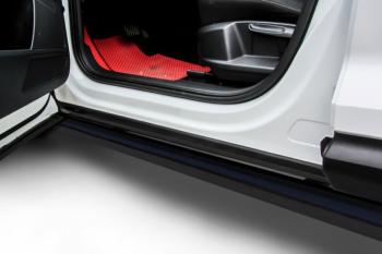 Защита порогов d76 Slitkoff Geely Tugella  FY11,HPBA4 (2019-2023) дорестайлинг (Сталь с полимерным покрытием в цвет черный)