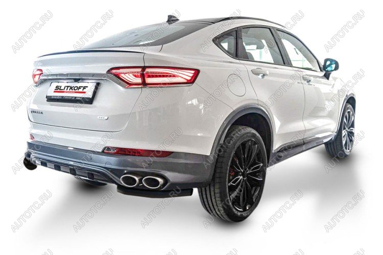 4 999 р. Защита заднего бампера уголки d57 Slitkoff  Geely Tugella  FY11,HPBA4 (2022-2025) рестайлинг ( Сталь с полимерным покрытием в цвет черный)  с доставкой в г. Кемерово