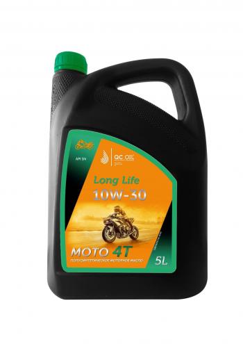 Моторное масло 10W-30 МОТО 4Т QC OIL Long Life полусинтетическое плакирующее , канистра 5л QC OIL qcllm10w30p5