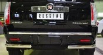 Защита заднего бампера уголки d57 (секции) Slitkoff Cadillac Escalade GMT926 джип 5 дв. короткая база (2006-2014) (нержавейка полированная)