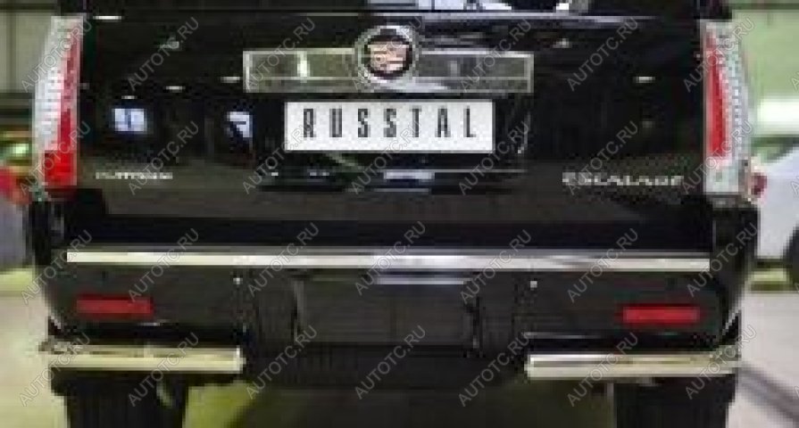 14 999 р. Защита заднего бампера уголки d57 (секции) Slitkoff  Cadillac Escalade  GMT926 джип 5 дв. (2006-2014) короткая база (нержавейка полированная)  с доставкой в г. Кемерово