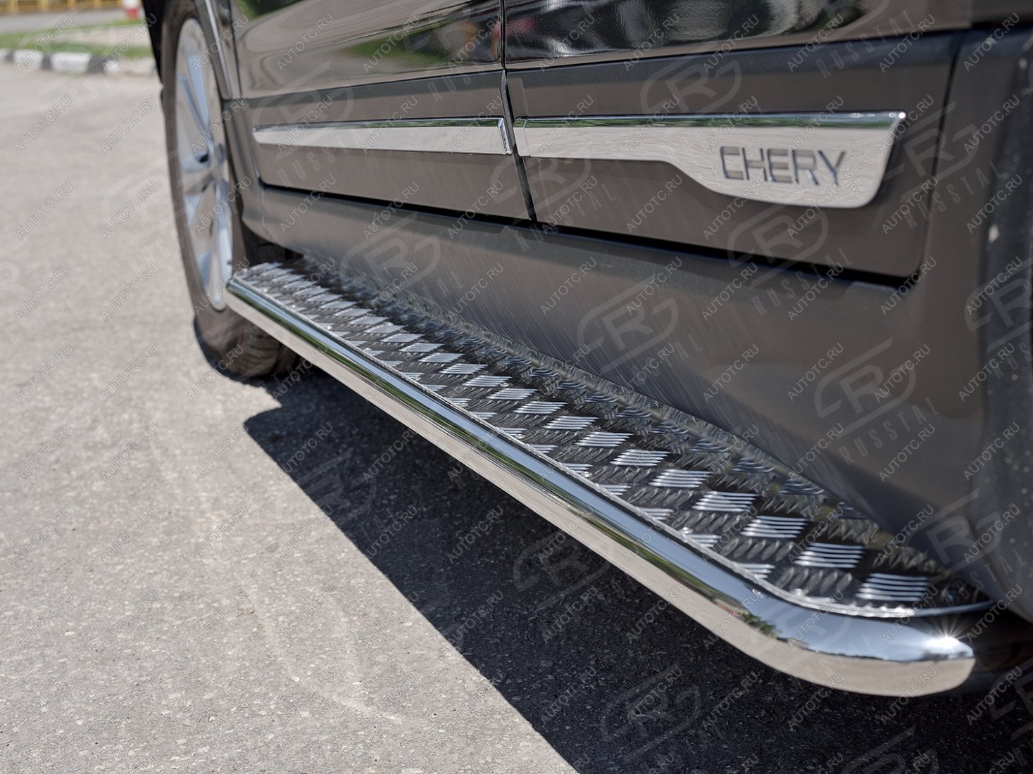 22 999 р. Пороги труба SLITKOFF  Chery Tiggo 5  (T21) (2014-2017) дорестайлинг (d42 мм)  с доставкой в г. Кемерово