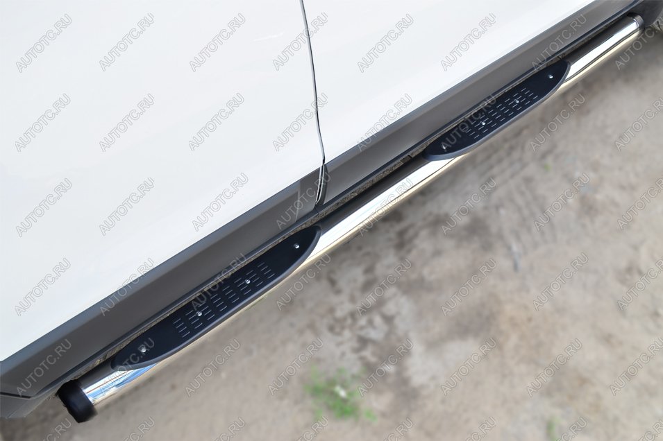 22 549 р. Пороги труба с накладкой SLITKOFF  Chevrolet Captiva (2013-2016) 2-ой рестайлинг (d76 мм)  с доставкой в г. Кемерово