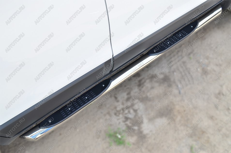 24 549 р. Пороги труба с накладкой SLITKOFF  Chevrolet Captiva (2013-2016) 2-ой рестайлинг (d76 мм)  с доставкой в г. Кемерово