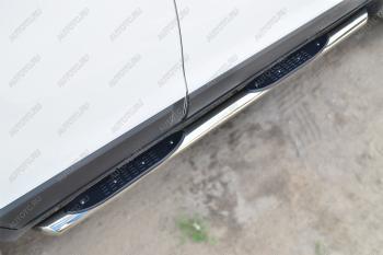 Пороги труба с накладками SLITKOFF Chevrolet Niva  2123 (2009-2020) рестайлинг