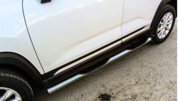 Пороги труба с накладками SLITKOFF Chevrolet Niva  2123 (2009-2020) рестайлинг