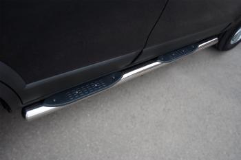 Пороги труба с накладками SLITKOFF Chevrolet Niva  2123 (2009-2020) рестайлинг