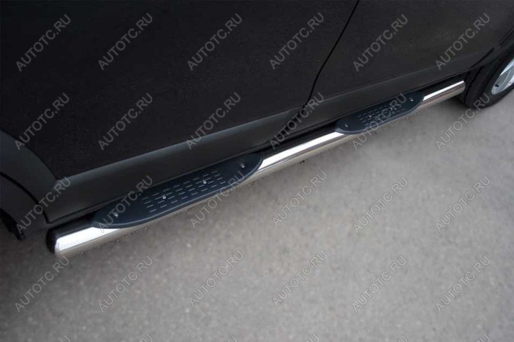 24 549 р. Пороги труба с накладками SLITKOFF  Chevrolet Tahoe  GMT900 (2006-2013) 5 дв. (d76 мм)  с доставкой в г. Кемерово