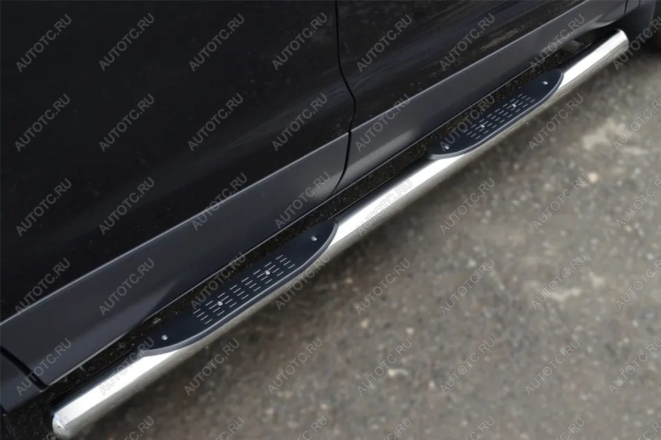 24 549 р. Пороги труба с накладкой SLITKOFF  Honda CR-V  RM1,RM3,RM4 (2014-2018) рестайлинг (нержавейка, на торцах округлая напайка под 90 градусов     )  с доставкой в г. Кемерово