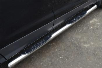 Пороги труба (с накладкой) SLITKOFF Jeep Cherokee  KL (2014-2017) дорестайлинг