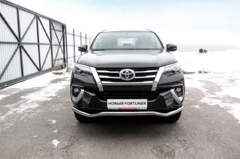 Защита переднего бампера d57 волна (TRD) Slitkoff Toyota Fortuner AN160 рестайлинг (2020-2025) (нержавейка полированная)