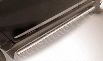 Защита порогов d42 Slitkoff Toyota Land Cruiser 100 1-ый рестайлинг (2002-2005) (нержавейка, на торцах округлая напайка под 90 градусов)