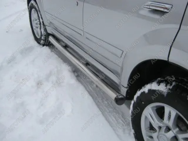 12 749 р. Правый порог труба (d57) SLITKOFF Volkswagen Transporter T5 рестайлинг (2009-2015) (нержавейка, на торцах пластиковые заглушки)  с доставкой в г. Кемерово