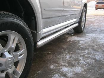 Правый порог труба (d57) SLITKOFF Volkswagen Transporter  T5 (2009-2015) рестайлинг (нержавейка, на торцах округлая напайка под 90 градусов)