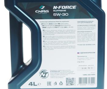 2 099 р. Масло моторное N-Force Supreme SNCFA3B4 5W30 синт.4л CNRG CNRG cnrg-260-0004  с доставкой в г. Кемерово. Увеличить фотографию 3