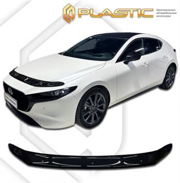 1 999 р. Дефлектор капота CA-Plastic  Mazda 3/Axela  BP (2019-2025) хэтчбэк (серия Classic черный)  с доставкой в г. Кемерово. Увеличить фотографию 2