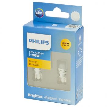1 849 р. Лампа светодиодная 12V W5W T10W W2.1х9.5d 13Лм бесцокольна (2шт.) Led Amber Ultinon Pro6000 PHILIPS PHILIPS 11961au60x2  с доставкой в г. Кемерово. Увеличить фотографию 2